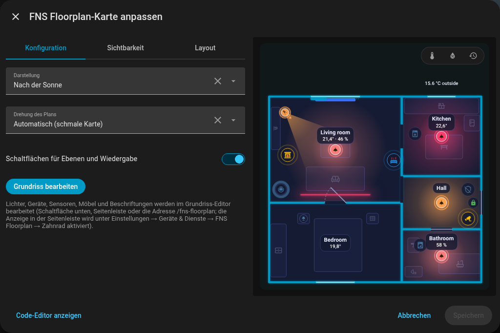 Der visuelle Editor der Karte