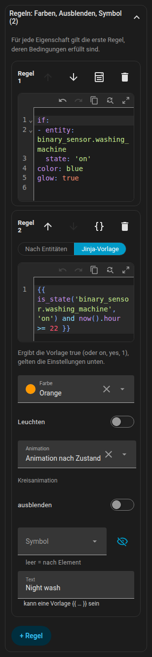 Eine Regel als YAML geöffnet über ihre Kopfzeile