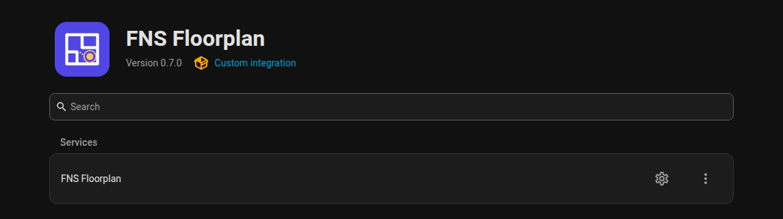 The FNS Floorplan integration page in Settings, Devices & services