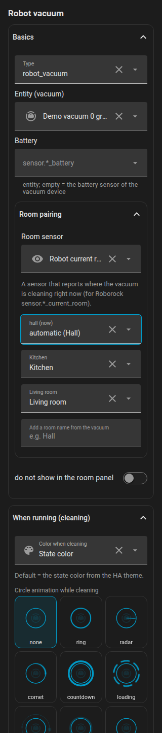 The form of the robot vacuum dock with the section for the time while it cleans