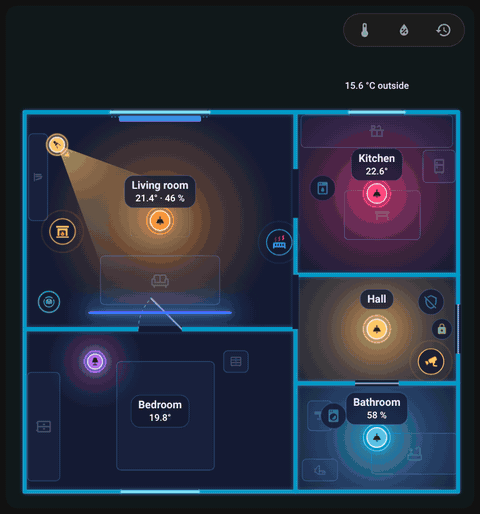 The card switching from the dark to the light look and back.